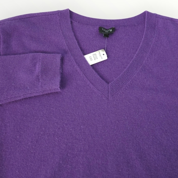 Talbots Petites 100% Cashmere V-Neck Sweater PM Purple Luxury Soft Knit New - Picture 2 of 9